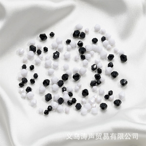 Cuentas de acrílico con forma de diamante de 4-8 mm, color negro, blanco y mixto, facetadas, para manualidades de joyería, suministros para proyectos hechos a mano para niños. - Product Image 3