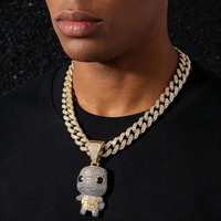 Collier Pendentif Mini Tortue 3D en Alliage de Zinc, Bleu Glacé et Blanc, Motif Dessin Animé Tendance, Cadeau de Fête pour Enfants, Or 14K