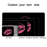 Tapis de souris de jeu FUDING personnalisé, forme rectangulaire, imprimé lèvres roses, grand tapis de bureau, base en caoutchouc antidérapante, bord brodé