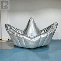 Bateau gonflable géant argenté avec logo personnalisé, grand bateau gonflable pour la publicité et la décoration d'événements