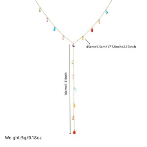 Exquisite Colorful Water-Drop Tassel Pendant Necklace Stainless Steel Lariat Y-shaped Necklace for Women Jewelry Party Gift - Product Image 5