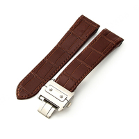 Bracelet de montre HUANLONG en cuir véritable grain crocodile, souple, respirant, réglable, étanche, avec boucle papillon en acier inoxydable, 20 mm
