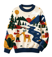Pull de Noël en tricot jacquard, nouveau design, pull de fête, pull moche pour femmes, hiver