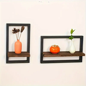 Juego de 2 Estantes Flotantes de Madera para Pared, Estantes Colgantes para Dormitorio, Baño, Sala de Estar y Oficina - Product Image 5