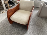 Fauteuil de loisirs moderne en bois de chêne avec revêtement en lin - Chaise d'appoint durable et écologique pour chambre et salon