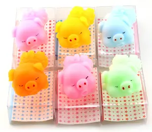 彩色小TPR材料可爱动物玩具软猪压力玩具可爱反小猪造型多色挤压婴儿球坑冰球