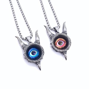Collar Unisex de Acero Inoxidable con Colgante de Cuernos de Carnero y Ojo de Diablo, Regalo 2160157 - Product Image 1