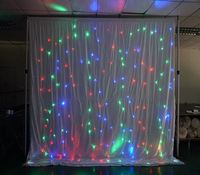 Boda DJ luces LED tela blanca 5x4m escenario telón de fondo LED estrella cortina Decoración
