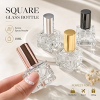 Flacon de parfum carré en verre mat de haute qualité 10 ml avec bouchon à vis, rechargeable, pour emballage de soins de la peau, étiquette OEM, vente chaude