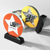 Trophée en cristal K9 personnalisé, nouveau design, haute qualité, écologique, avec cadre en verre, médaille étoile, impression UV, gravure laser, verre artistique coloré