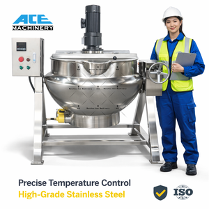 Marmite de cuisson industrielle électrique entièrement automatique en acier inoxydable avec agitateur, capacités de 50, 100, 200, 300, 500, 1000 litres - Product Image 6