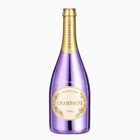 Bouteille de champagne 750 ml, finition métallique violette, col en feuille d'or, verre vide pour distillerie, emballage personnalisé OEM