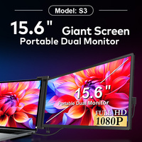 Ordinateur portable portable 15,6 pouces Full HD 1080P à double écran avec panneau IPS noir Mac Windows Écran étendu pour ordinateurs portables