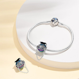 This adorable cartoon owl pendant is made of white brass and inlaid with zircon using a bezel setting technique - Product Image 5