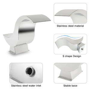 Cascade de <span class=keywords><strong>piscine</strong></span> hors sol en acier inoxydable 304, résistante à la rouille, buses de cascade, décoration de la maison, cascades - Product Image 6