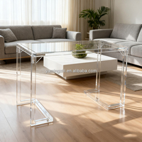 Table d'étude en acrylique personnalisée multifonctionnelle Mobilier de bureau en acrylique moderne Table d'appoint en acrylique transparent et durable