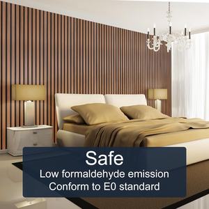 Decorazione della parete interna Akupanel pannello acustico in legno <span class=keywords><strong>3</strong></span> lati Teak impiallacciatura <span class=keywords><strong>MDF</strong></span> legno lamelle <span class=keywords><strong>pannelli</strong></span> acustici con nero PET Felt - Product Image 5