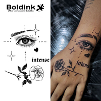 Tatouage au jus de Jagua Boldink personnalisé, réaliste, effet œil de rose, résistant à l'eau, longue durée (2 semaines)