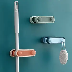 Wholesale Broom Holder Wall Mount Two Rack Two Holder Mop Brush Holder Plastic Hanging Hanger Storage Tools