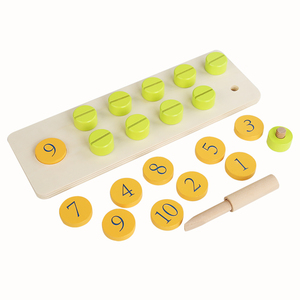 Calculatrice éducative <span class=keywords><strong>en</strong></span> bois UBM Nut-002 avec vis vertes et capuchons numériques dorés 1-10, tournevis inclus, jouet pour enfants de 3 à 6 ans - Product Image 4