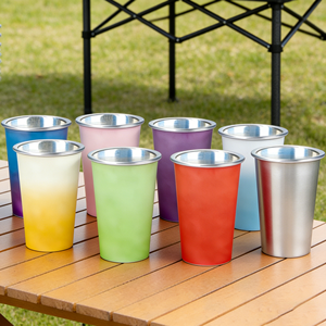 Bouteille d'eau sport en acier inoxydable à paroi simple de 16 oz bleue, avec logo personnalisé ODM/OEM, et tasse à bière en aluminium de 24 oz pour sublimation - Product Image 1
