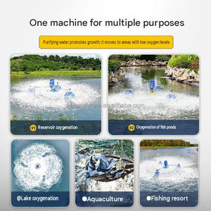 Aérateur de bassin à poissons à 3 hélices flottantes, haute puissance 220V, pompe à oxygène pour aquaculture, machine d'aération pour bassin domestique et agricole - Product Image 4