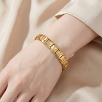 Bracelet modulaire italien en acier inoxydable électroplaqué, style lettre, incrusté de diamants sur base dorée, personnalisable avec nom DIY