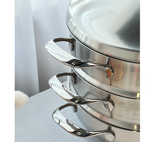 Pentola a Vapore Multistrato in Acciaio Inox 304 con Coperchio in Vetro Temperato - Compatibile con Induzione e Gas, Vaporiera in Metallo Impilabile - Product Image 5