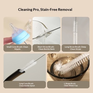 New Straw <b>Brush</b> Set Stainless Steel Long <b>Bottle</b> Fine <b>Brush</b> Multifunctional Nipple Nylon <b>Brush</b> Spout Cleaning <b>Brush</b> - Product Image 2
