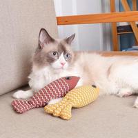 Fournitures pour animaux de compagnie en gros, accessoires pour chats, jouets interactifs en forme de poisson en lin écologique, jouets à mâcher parfumés à la catnip