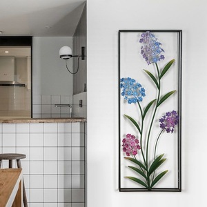 Décorations murales tridimensionnelles en fer forgé créatives 91,5 x 71 cm, plantes, fleurs, décoration <span class=keywords><strong>murale</strong></span> de salon, ornements suspendus au mur - Product Image 5