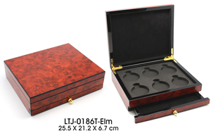 Boîte de <span class=keywords><strong>montre</strong></span> de poche en bois finition brillante, coffre de rangement avec cartes en papier avec tiroir inférieur - Product Image 5