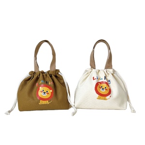 Bolsa de Lona de Algodón Reutilizable, Resistente y Ecológica, con Cordón, para Almacenamiento de Loncheras Bento, con Logotipo Personalizado al por Mayor - Product Image 1