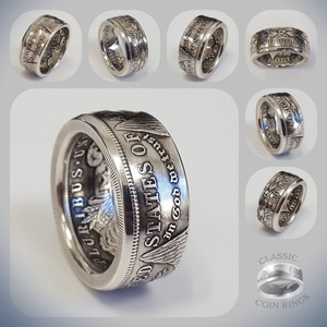 Anello da uomo in ottone massiccio, stile vintage classico, personalizzabile con incisione, alla moda e di tendenza, a forma di moneta da un dollaro. - Product Image 2