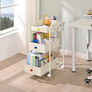 3 Tier Sturdy Movable Storage Cart Bookshelf <strong>Book</strong> Rack Textbook Shelf Schoolbag Office Supplies Stationery Holder <strong>Bookcase</strong>