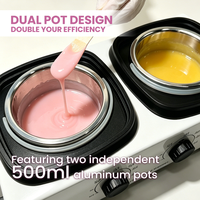 Pemanas Lilin Depilatori Profesional 1200ML Dua Wadah dengan Termostat Ekspansi Cairan untuk Penghilang Bulu Tubuh, Kaki, Tangan & Payudara