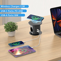 Su geçirmez mutfak Pop up elektrik prizleri ile 15W kablosuz şarj ve PD20W USB-C limanlar 15A masa Pop up Outlet
