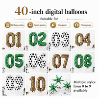 Ballons en aluminium Mylar numérotés de 40 pouces, imprimés avec des motifs de football verts, de 0 à 9, pour décorations de fête d'anniversaire sur le thème du sport