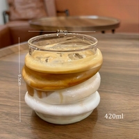 Tasse à café en verre borosilicate résistant à la chaleur, tasse à latte vintage transparente élégante pour femmes, tasse à eau tendance style INS