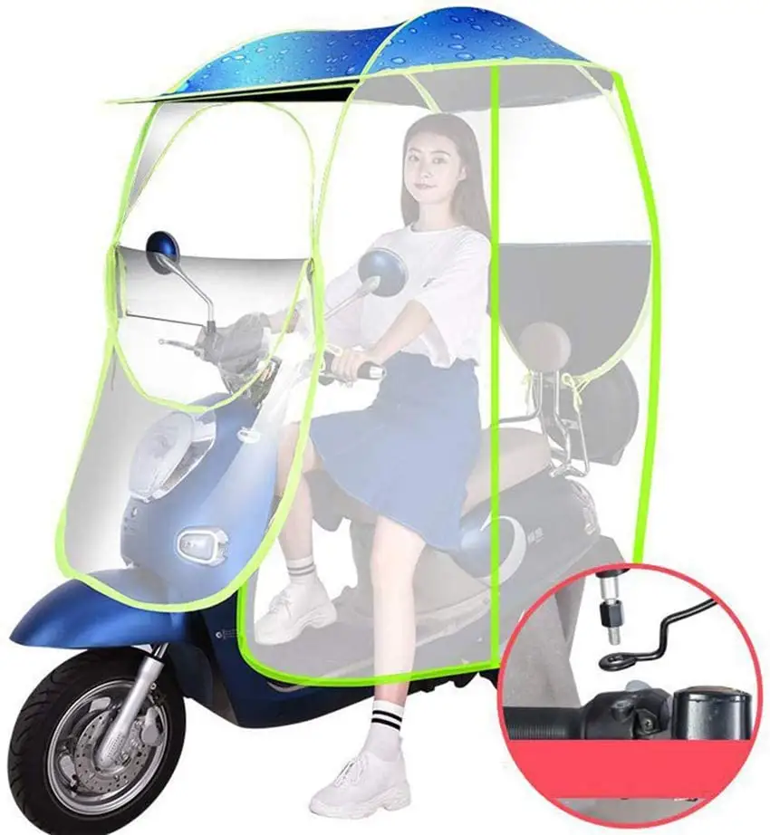 Açık rüzgar geçirmez güneşlik kolay kaldırmak dayanıklı ve güçlü elektrikli bisiklet promosyon Scooter motosiklet bisiklet şemsiye