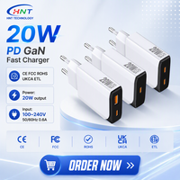Chargeur mural de voyage ultra-plat 20W Max à double port USB-A + USB-C PD3.1 à charge rapide, prise EU, ignifuge, pour téléphones mobiles Type-C