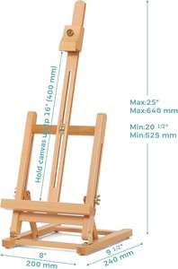 25 "H cơ bản <span class=keywords><strong>Tabletop</strong></span> h-khung Giá vẽ, giữ vải lên đến 16", có thể điều chỉnh mạnh mẽ thông gỗ Máy tính để bàn nghệ thuật giá vẽ - Product Image 2
