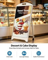 Afficheur numérique LED pliable rechargeable en forme de A avec roulettes, signalétique LED de haute qualité pour la promotion commerciale des restaurants