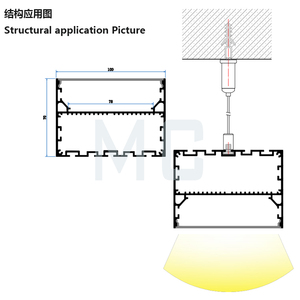 100mm * 70mm rộng dẫn hồ sơ PVC Felix dẫn dải nhôm đùn Batten tuyến tính ánh sáng - Product Image 6