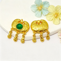 Pendentif de serrure en cuivre antique plaqué avec le caractère Fu chinois traditionnel et un pompon en forme de gourde, breloque polyvalente pour bijoux DIY