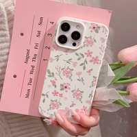 Coque de téléphone en TPU à motif floral style Instagram pour 16/18 Pro Max, antichoc, finition brillante, printemps/été