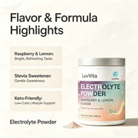 LuvVita Keto Friendly, Polvo Electrolítico Sabor Frambuesa y Limón, Sin Azúcar, Bebida Hidratante, Nutrición Deportiva, ODM/OEM