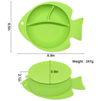 Bol en silicone pour bébé en forme de poisson, résistant au micro-ondes et au lave-vaisselle, sans BPA, avec ventouse pour les tout-petits, les nourrissons, les bébés et les enfants