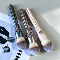 Premium Magnetisches 4-in-1 Synthetikfaser-Make-up-Pinsel-Set mit Kunststoffgriffen für Puder, Rouge, Lidschatten und Angelpinsel