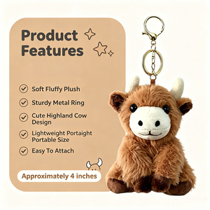 Porte-clés personnalisé en peluche vache des Highlands, pendentif animal en peluche doux pour sacs à main, sacs à dos, clés – Beau cadeau pour femmes et enfants - Product Image 2